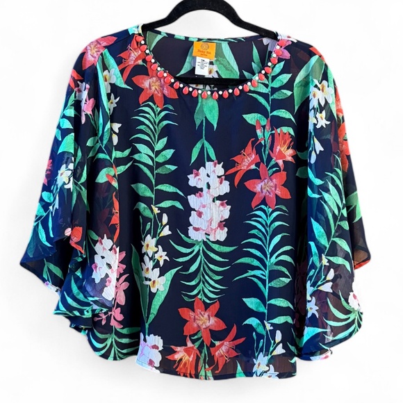 Ruby Rd. Petite Sheer Floral Blouse – Size PM - Picture 2 of 5